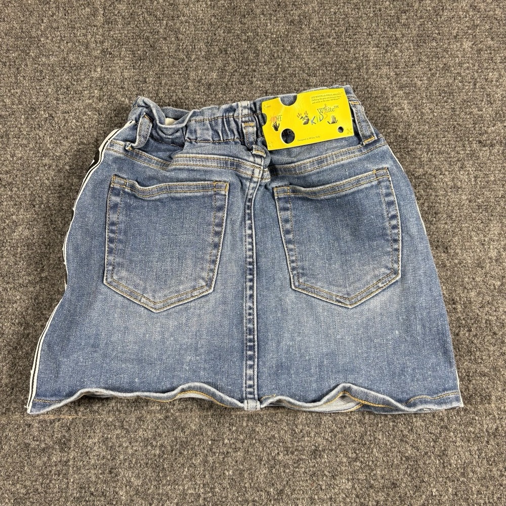 $623 Off White Kids Girl's Blue Logo-Stripe‎ Denim Skirt Size 6 - Picture 6 of 13